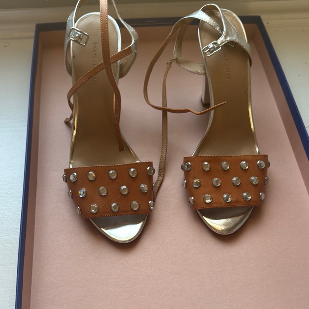 Brown and Silver Studded Sandals